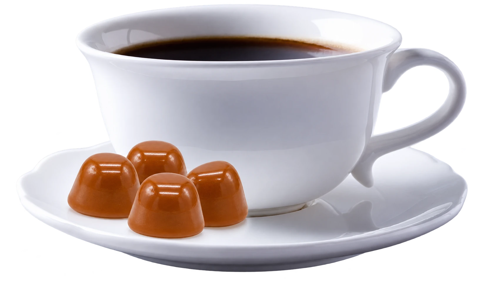 Jolted Caramel with Caffeine and Functional Mushrooms. gummies beside a cup of coffee